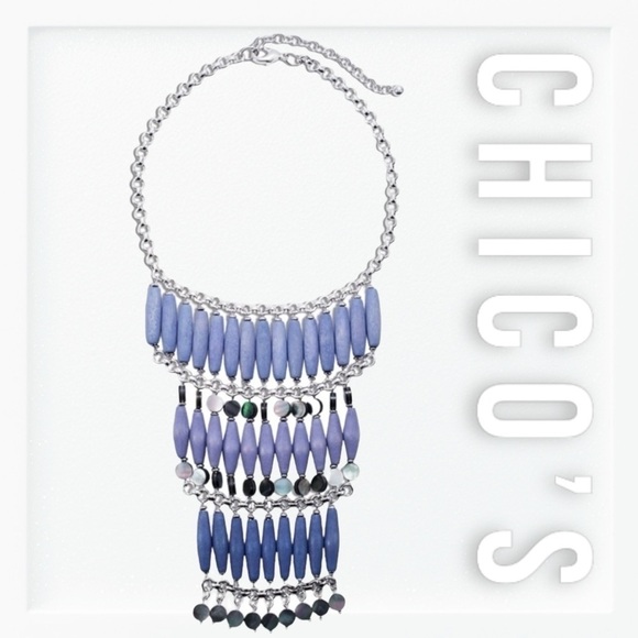 Chicos Betty Bib Purple Ombre Statement Necklace - Picture 1 of 13